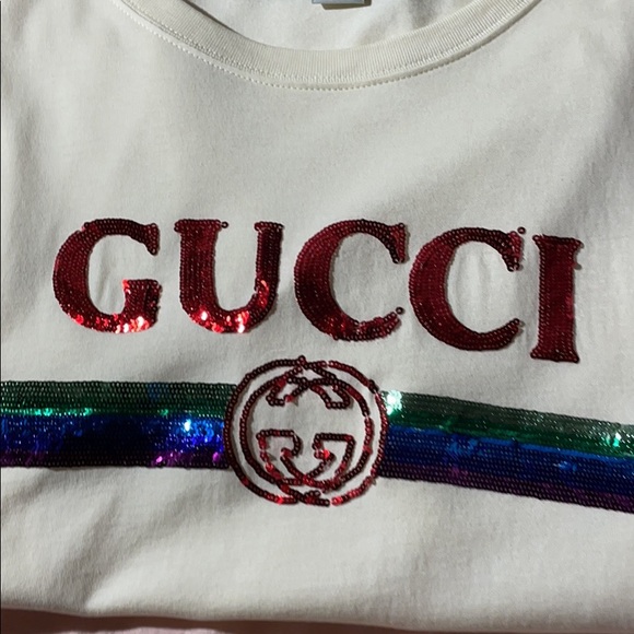 GUCCI sequin logo t-shirt - Picture 2 of 9
